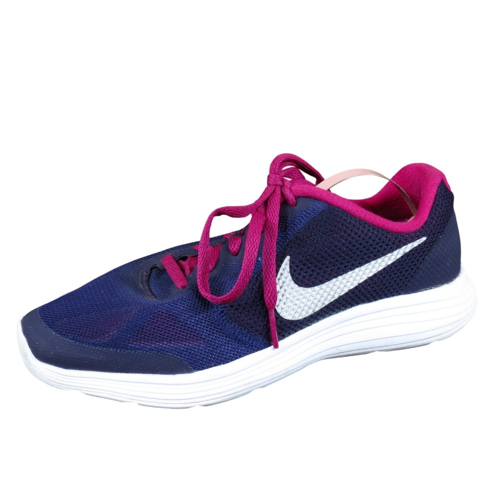 NIKE‎ Revolution 3 Kids Running Shoes Size 5Y Navy Pink White Mesh Lightweight